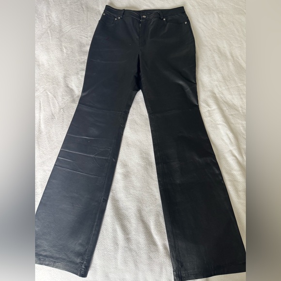 Genuine 100% Leather Newport News Black Pants - Picture 1 of 6